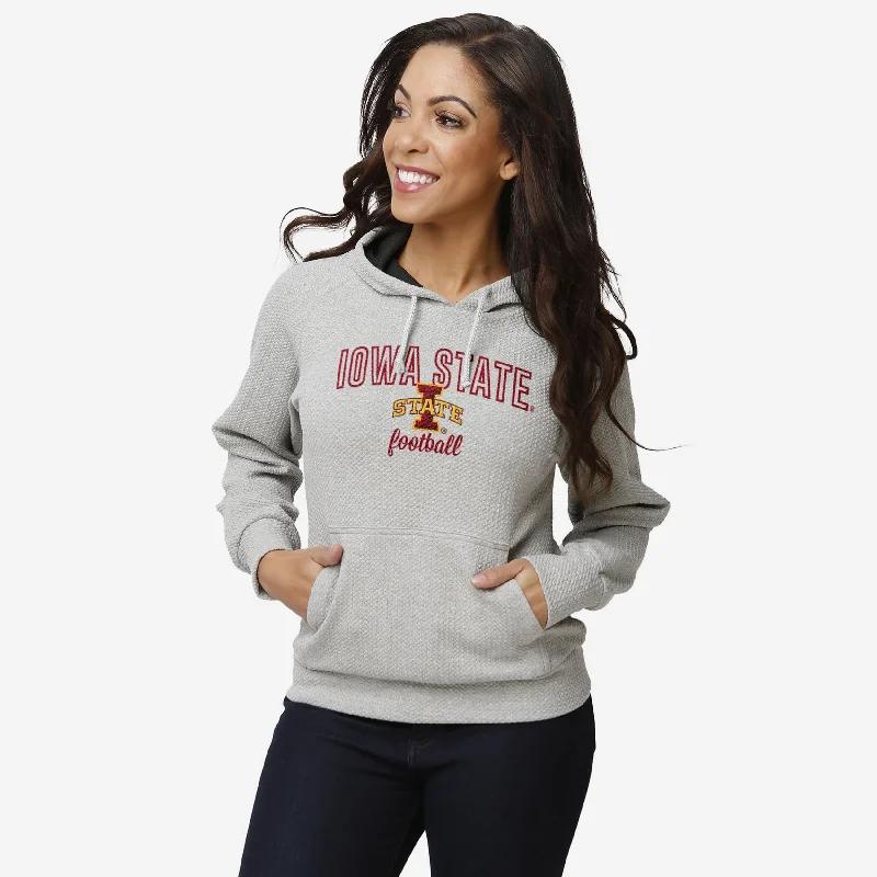 Iowa State Cyclones Womens Gray Woven Hoodie Hoodie with Toggle Buttons Decorative Unique