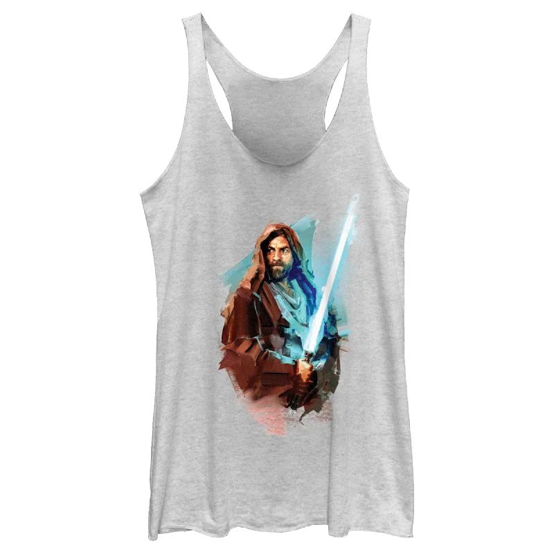 Women's Star Wars: Obi-Wan Kenobi Watercolor Obi-Wan Racerback Tank Top black tank top