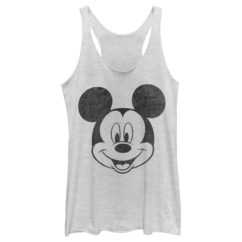 Women's Mickey & Friends Big Smiling Mickey Mouse Face Racerback Tank Top soft tank top