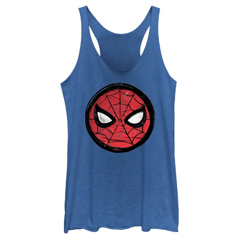 Women's Spider-Man: Beyond Amazing Mask Sketch Circle Racerback Tank Top layering tank top