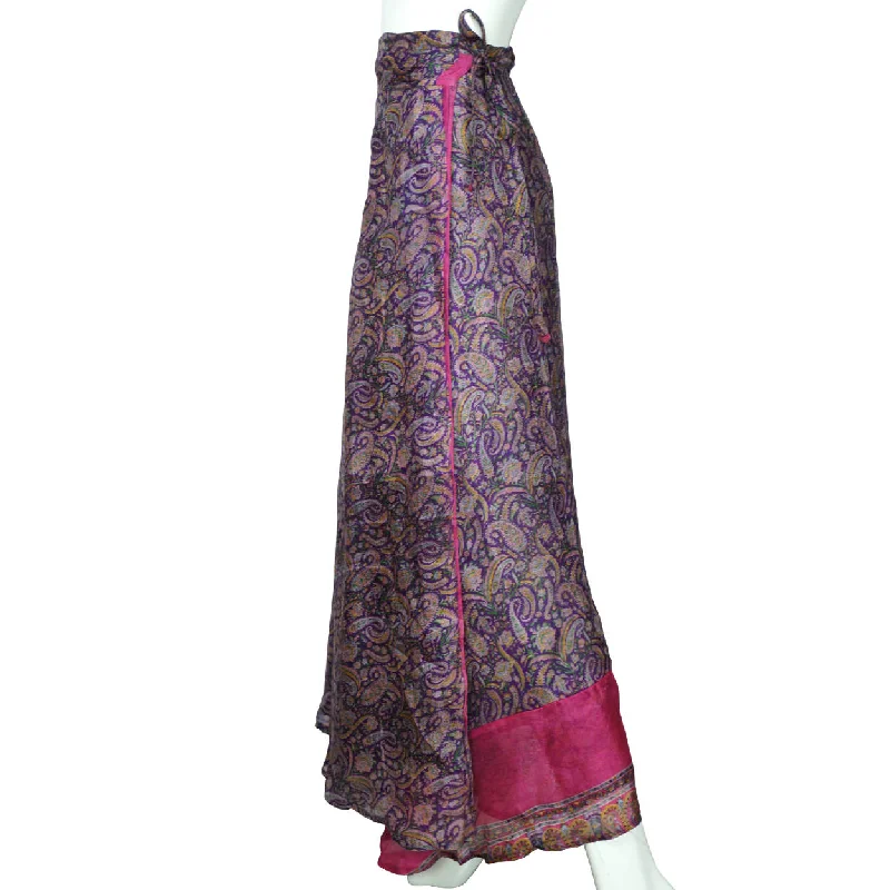 Vintage 1980s Indian Silk Wraparound Skirt Purple Paisley Print M L denim skirt stylish Vintage 1980s Indian Silk Wraparound Skirt Purple Paisley Print M L denim skirt stylish