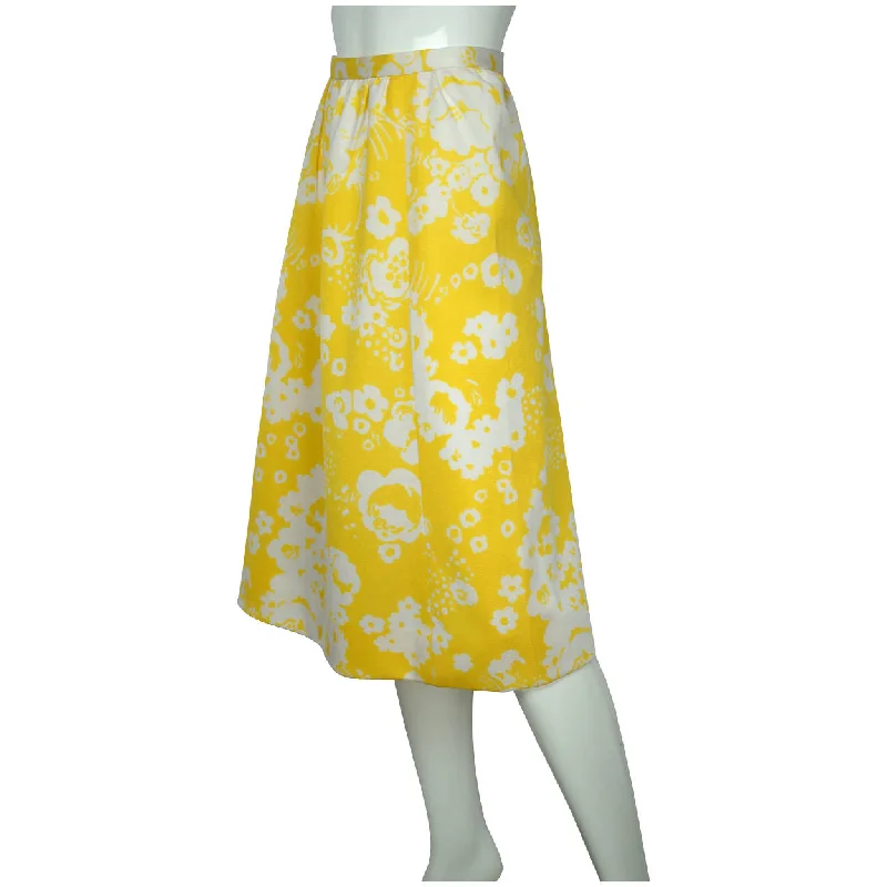 Vintage 1970s Miss Dior Skirt Yellow & White Floral Unused Old Stock NWOT Size M silk skirt luxurious Vintage 1970s Miss Dior Skirt Yellow & White Floral Unused Old Stock NWOT Size M silk skirt luxurious