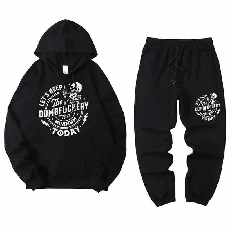 Let’s Keep The Dumbfuckery Skull Hoodie Pants Set Hoodie with Drawstring Waist Adjustable Fitted Let’s Keep The Dumbfuckery Skull Hoodie Pants Set Hoodie with Drawstring Waist Adjustable Fitted