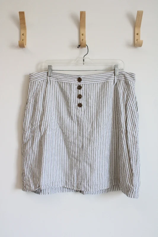 Talbots Green & White Striped Skirt | 16 denim skirt classic