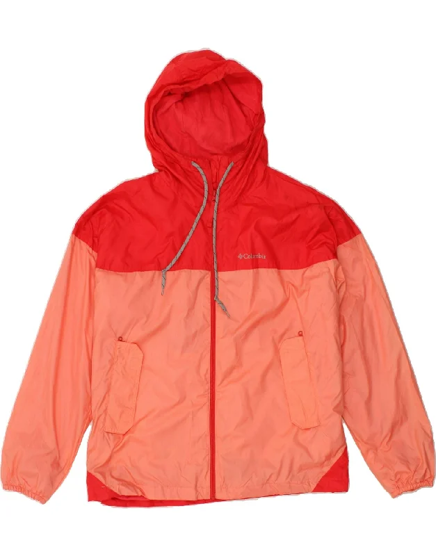 COLUMBIA Womens Oversized Hooded Rain Jacket UK 18 XL Red Colourblock Fleece Jacket Down Jacket Feather Jacket COLUMBIA Womens Oversized Hooded Rain Jacket UK 18 XL Red Colourblock Fleece Jacket Down Jacket Feather Jacket