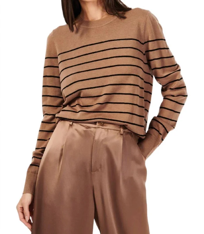 Lucinda Sweater In Nutshell Stripe Chenille Fabric Brocade Fabric Lace Fabric