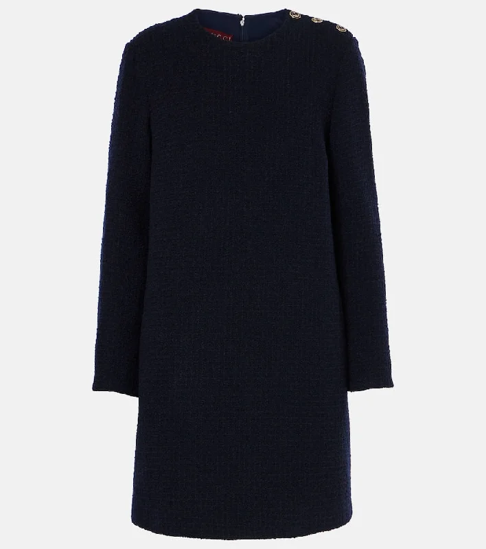 Gucci Wool-blend boucl√É¬© sweater dress Welt Pockets Slit Pockets Flap Pockets