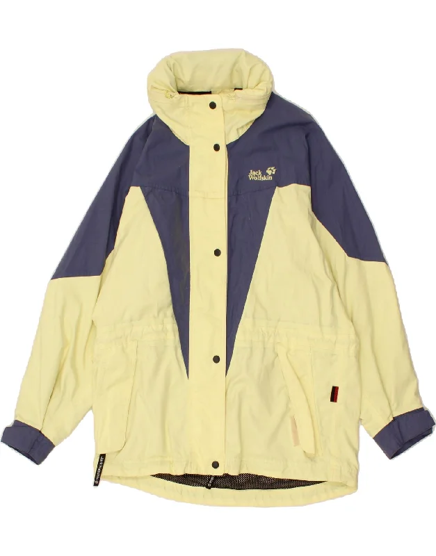 JACK WOLFSKIN Womens Windbreaker Jacket UK 6 XS Yellow Colourblock Anorak Shell Jacket Lightweight Jacket JACK WOLFSKIN Womens Windbreaker Jacket UK 6 XS Yellow Colourblock Anorak Shell Jacket Lightweight Jacket