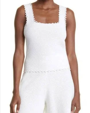 White Crochet Knit Tank peekaboo tank top