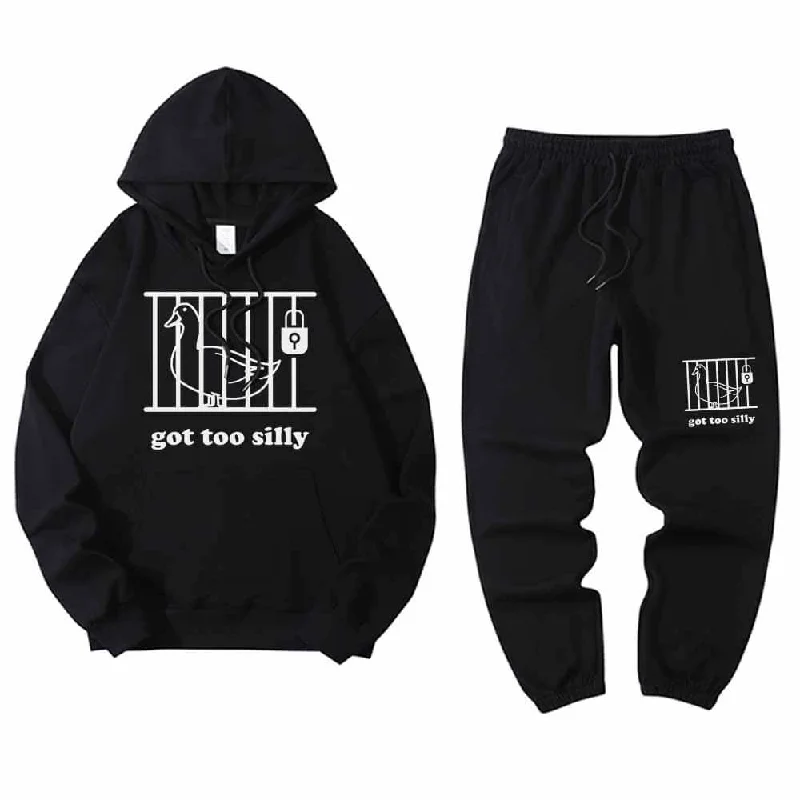 Goose Got Too Silly Crew Collar Hoodie Pants Set Hoodie with Full-Zip Functional Layering Goose Got Too Silly Crew Collar Hoodie Pants Set Hoodie with Full-Zip Functional Layering