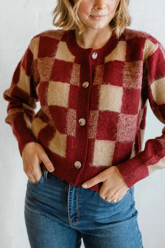 Work Of Art Sweater Cardi In Red Fitted Loose Oversized