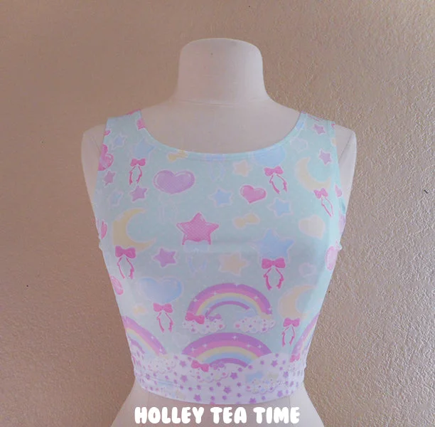 Pastel Party Mint Crop Top [Made To Order] Fleece Fabric Down Fabric Feather Fabric