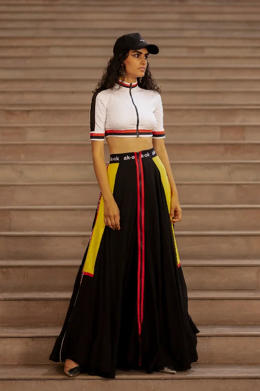 Lehenga Skirt And Top With Sporty Detail denim skirt classic