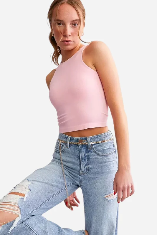 Free People Clean Lines Cropped Cami Tank Top in Candy Pink sleep tank top