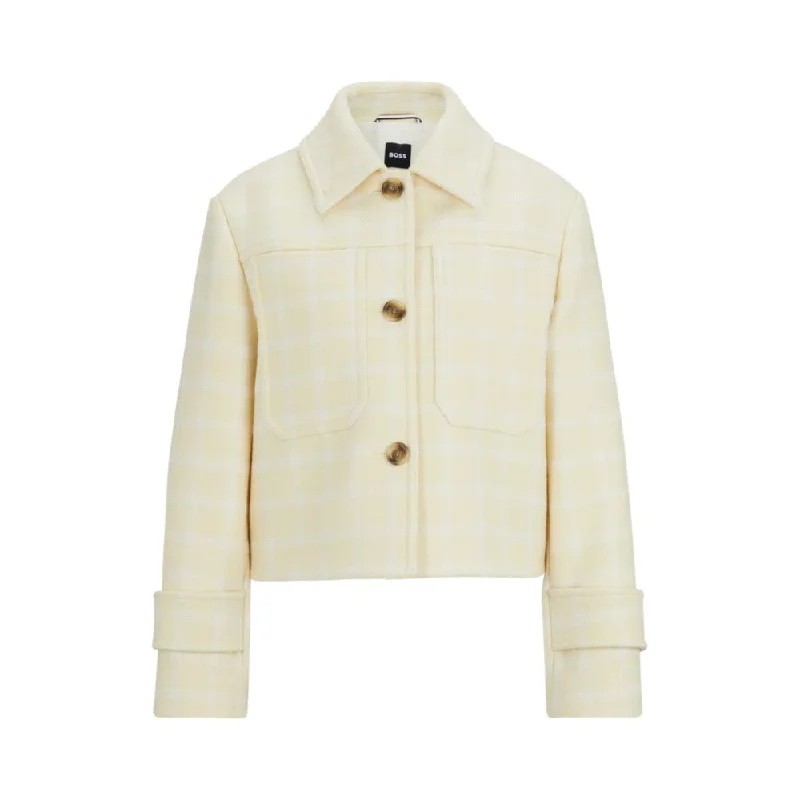 Relaxed-fit jacket in Italian checked cloth Welt Pockets Slit Pockets Flap Pockets