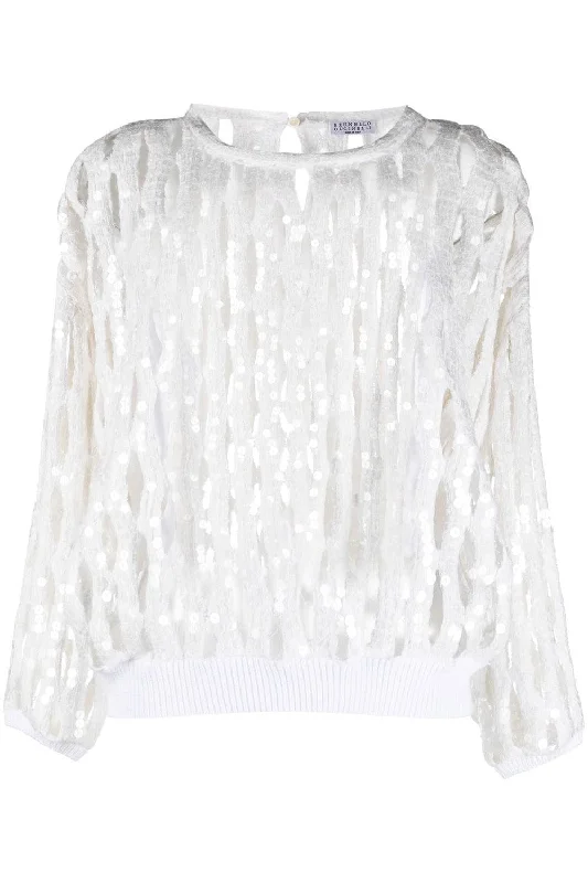 Sequin Open Knit Sweater Hooded Caped Shawl Collar