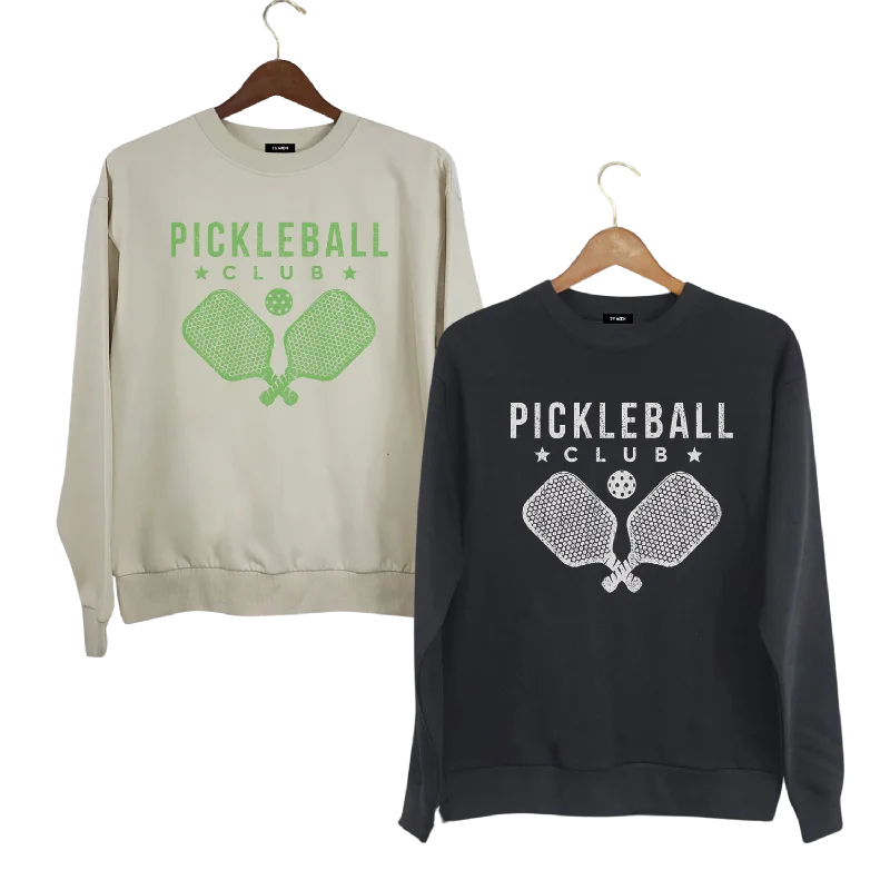 Pickleball Club Sweatshirts - Assorted Colors Hoodie with Cropped Fit Short Trendy