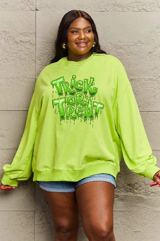 Hazel Blues® | TRICK OR TREAT Graphic Sweatshirt Hoodie with Metallic Shiny Futuristic
