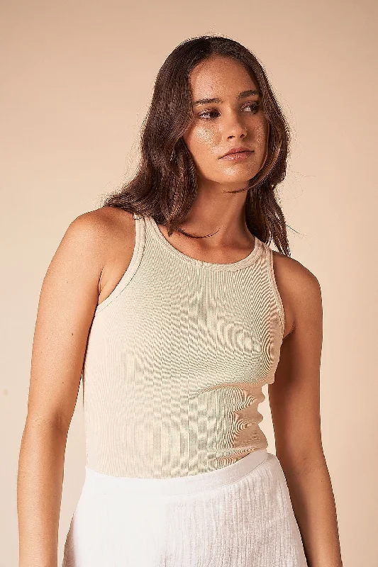 SUMMI SUMMI Womens Racer Tank Top - Nude summer tank top