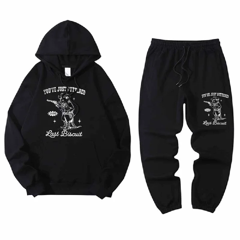 Mouse Cowboy You’ve Just Buttered Crew Collar Hoodie Pants Set Hoodie with Toggle Buttons Decorative Unique Mouse Cowboy You’ve Just Buttered Crew Collar Hoodie Pants Set Hoodie with Toggle Buttons Decorative Unique