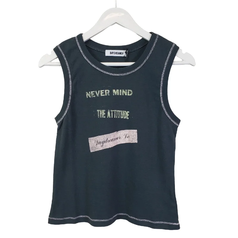 NWT Daydreamer Nevermind the Attitude Shrunken Tank Top in Vintage Black Size Medium off shoulder tank NWT Daydreamer Nevermind the Attitude Shrunken Tank Top in Vintage Black Size Medium off shoulder tank