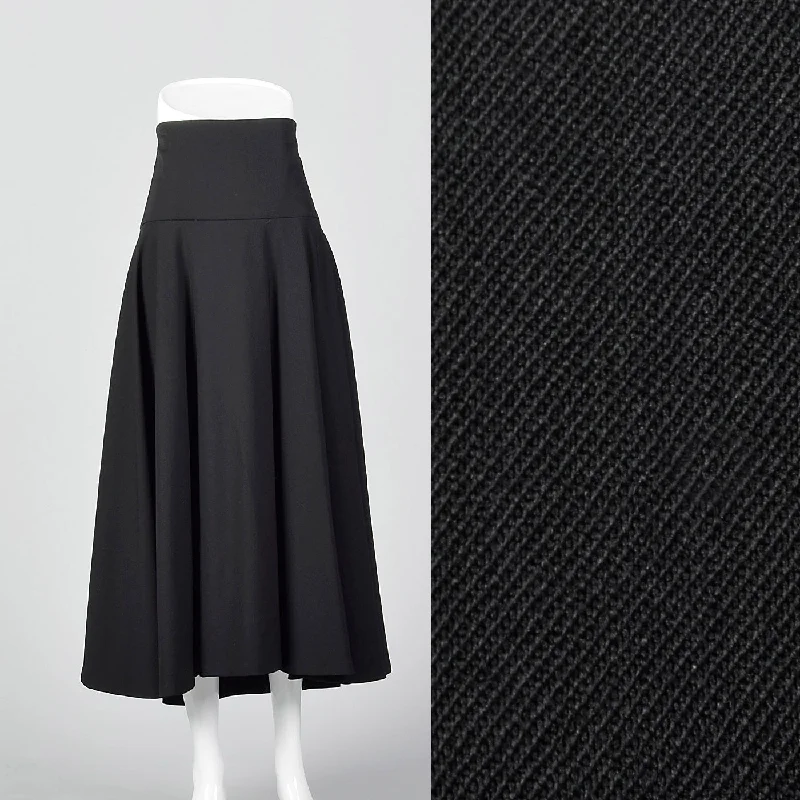 2010s Yohji Yamamoto Black Full Circle Skirt with High Waist slim fit skirt