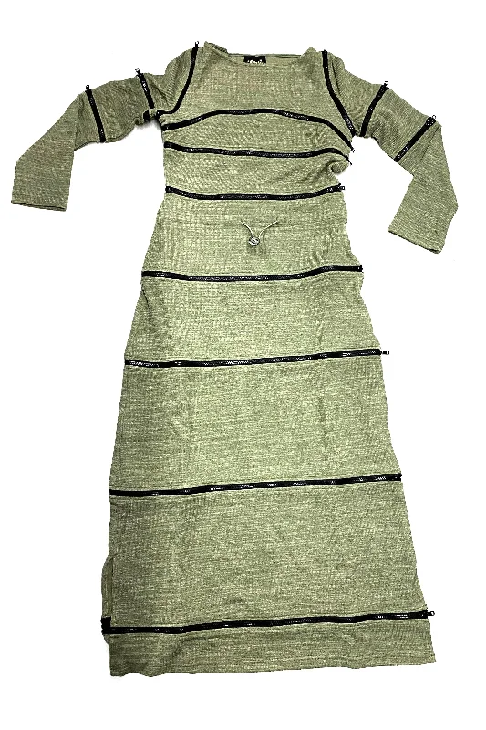 40-in-1 Olive Green Zip-Off Convertible Dress Tunics Sophisticated sleek