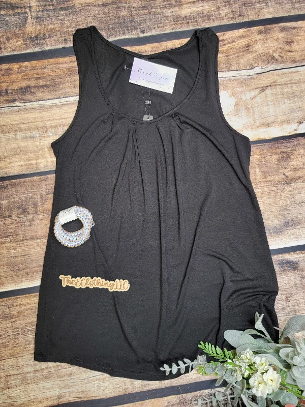 Scoop Neck Tank Top - Black cozy tank top