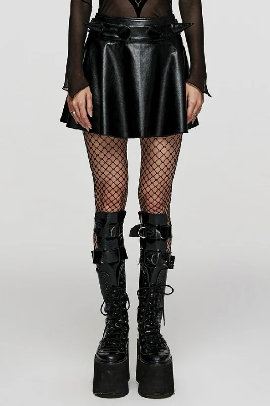 Black Lace-Up Faux Leather Devil Sharp Corner Women's Steampunk Short Skirt seamless skirt comfort Black Lace-Up Faux Leather Devil Sharp Corner Women's Steampunk Short Skirt seamless skirt comfort