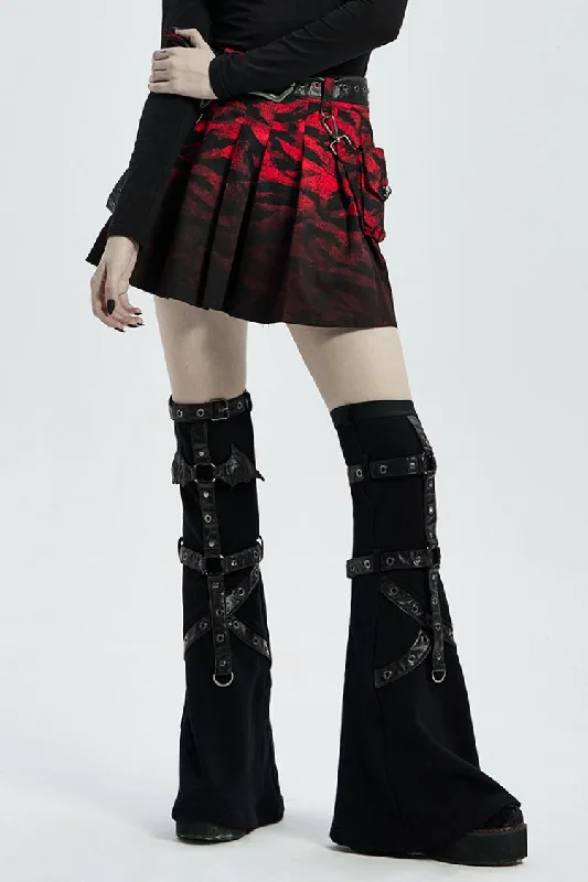 Black/Red Abstract Print Metal Buckle Leather Buckle Women's Steampunk Skirt lace skirt romantic Black/Red Abstract Print Metal Buckle Leather Buckle Women's Steampunk Skirt lace skirt romantic