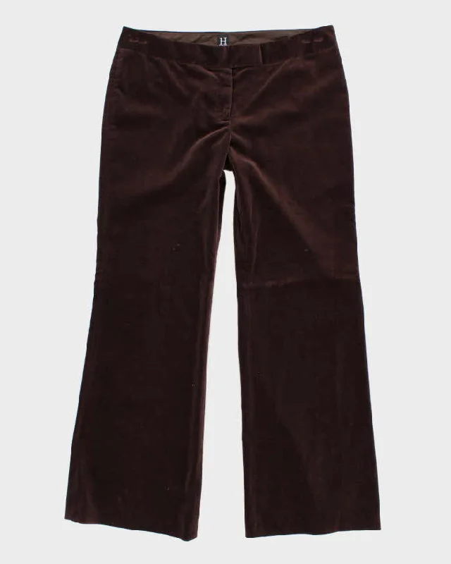 00s Hilfiger Brown Velvet Trousers - W36 L32 Trousers Elastic Waist Soft
