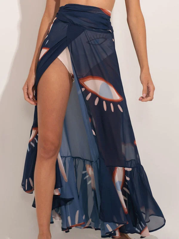 Blue Zone Planet |  Vacation eye print beach skirt tiered skirt playful