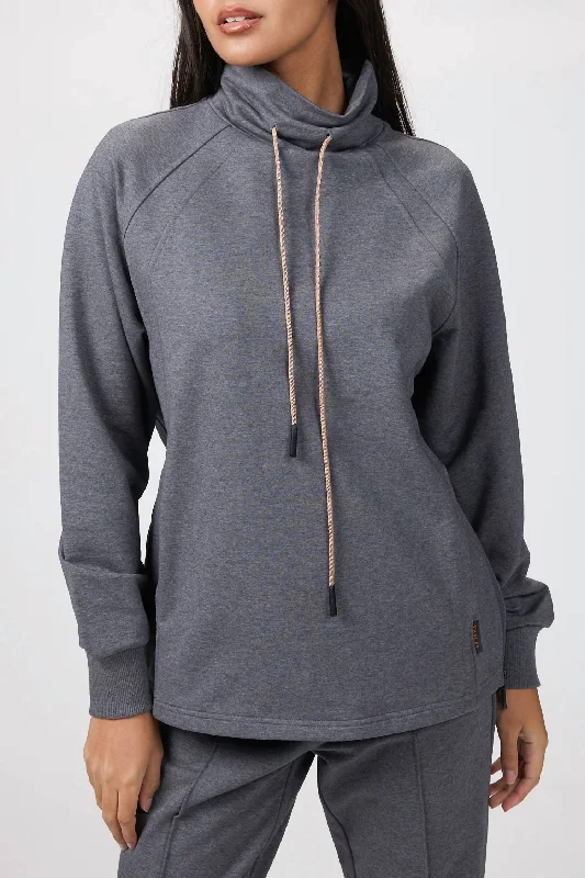 Atlas Sweater In Forged Iron Marl Zippered Buttoned Snapped
