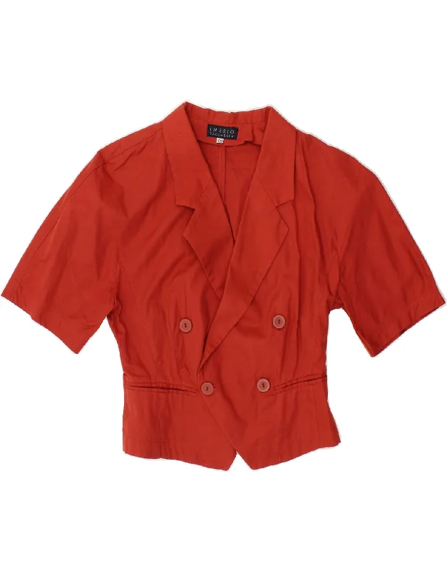 IMERIO TACCHELLA Womens Crop Short Sleeve Blazer Jacket EU 40 Medium Red Mesh Jacket Canvas Jacket Denim Jacket IMERIO TACCHELLA Womens Crop Short Sleeve Blazer Jacket EU 40 Medium Red Mesh Jacket Canvas Jacket Denim Jacket