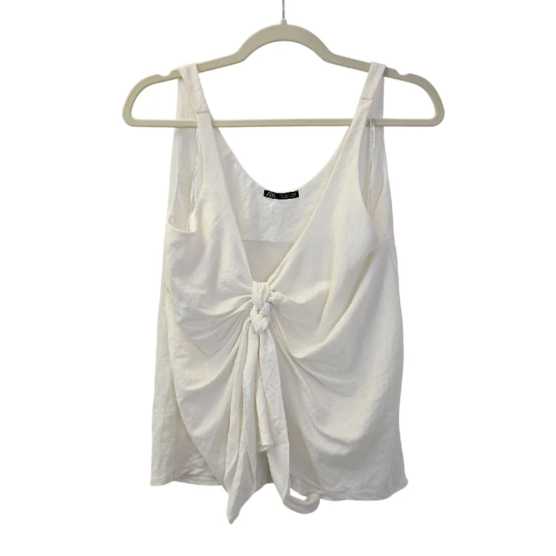 Zara Knotted Tie Front Viscose Blend Flowy Tank Top Size Small seamless tank top