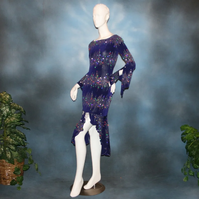 Purple Latin-Rhythm-Tango Dress-Kinetic Tunics stripes playful