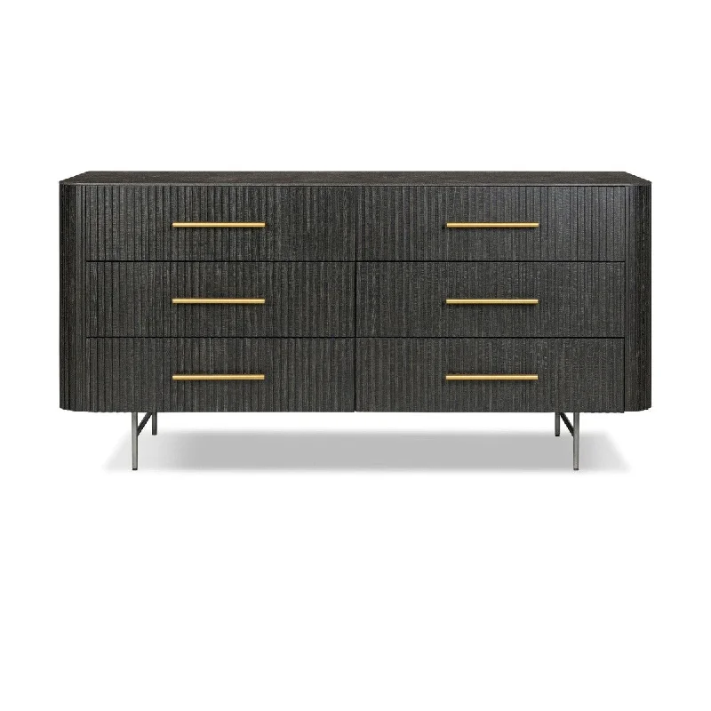 Magdalena 6 Drawer Dresser - Distressed Black Tunics Recommended stylist