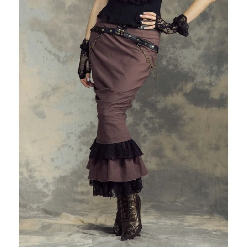 Leather & Lace Steampunk Skirt relaxed fit skirt