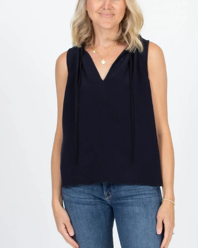 Navy Silk Tank crew neck tank