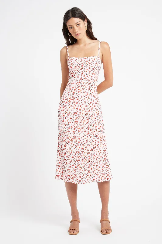 Fleetwood Midi Slip Dress sweetheart Neckline Romantic