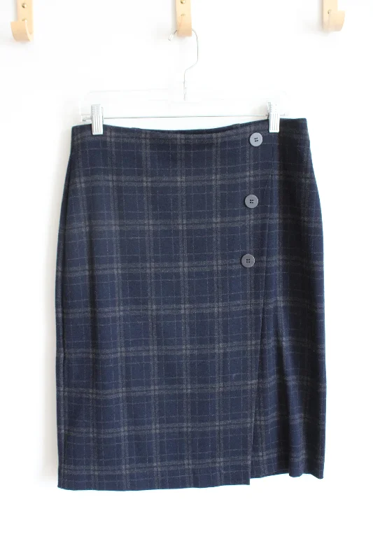 J.Jill Navy & Gray Plaid Pencil Skirt | S lace skirt intricate