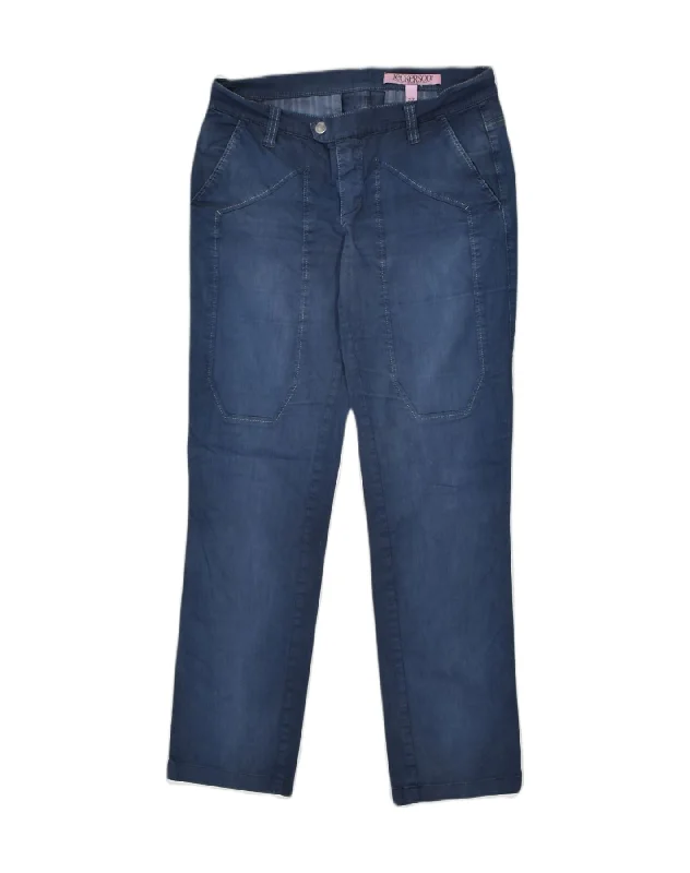 JECKERSON Womens Slim Chino Trousers W27 L30 Navy Blue Cotton Trousers Summer Linen