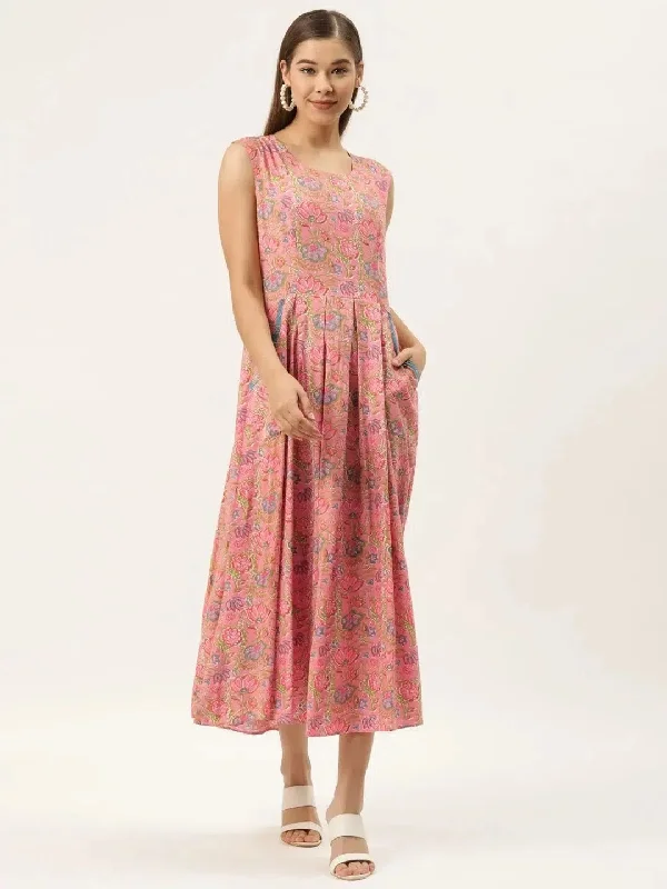 Box pleat dress with side pockets in Peach Tunics Top rated