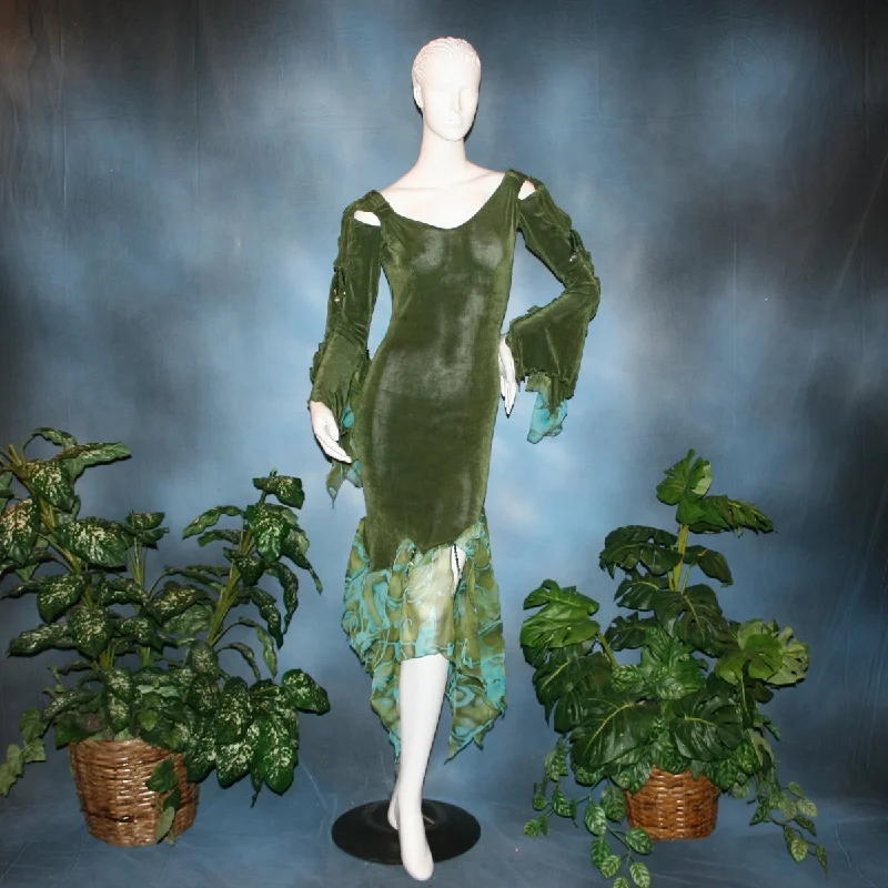 Green Social Latin Dress-Olivia Tunics Summer linen