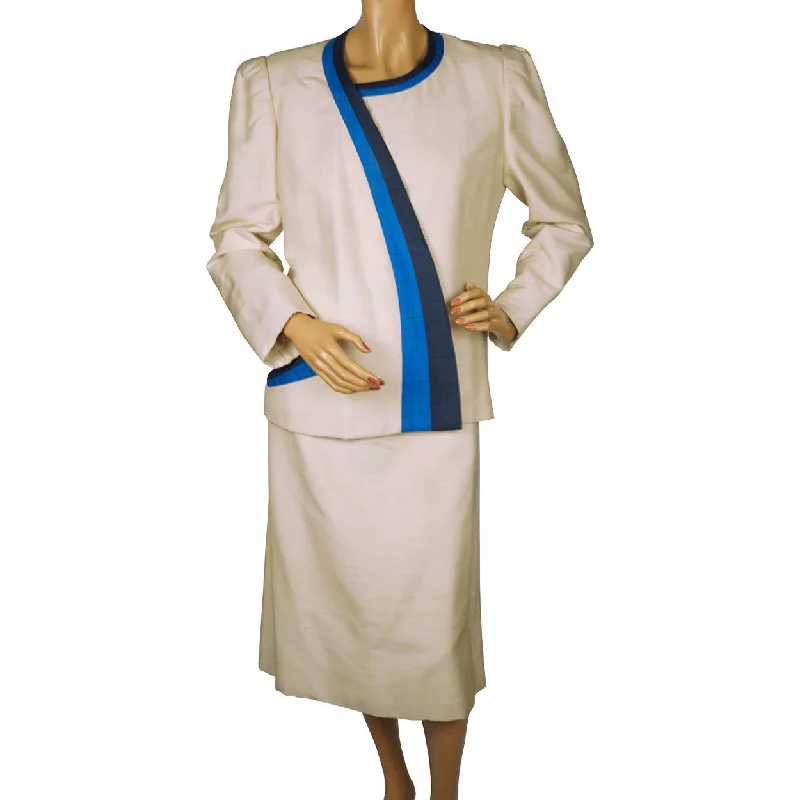 Vintage Jacqueline de Ribes Silk Skirt Suit 2 pc 1980s Saks Fifth Avenue Size XL velvet skirt luxurious