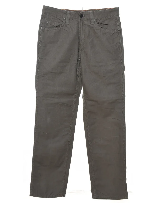 Olive Green Trousers - W34 L34 Trousers practical easy-care