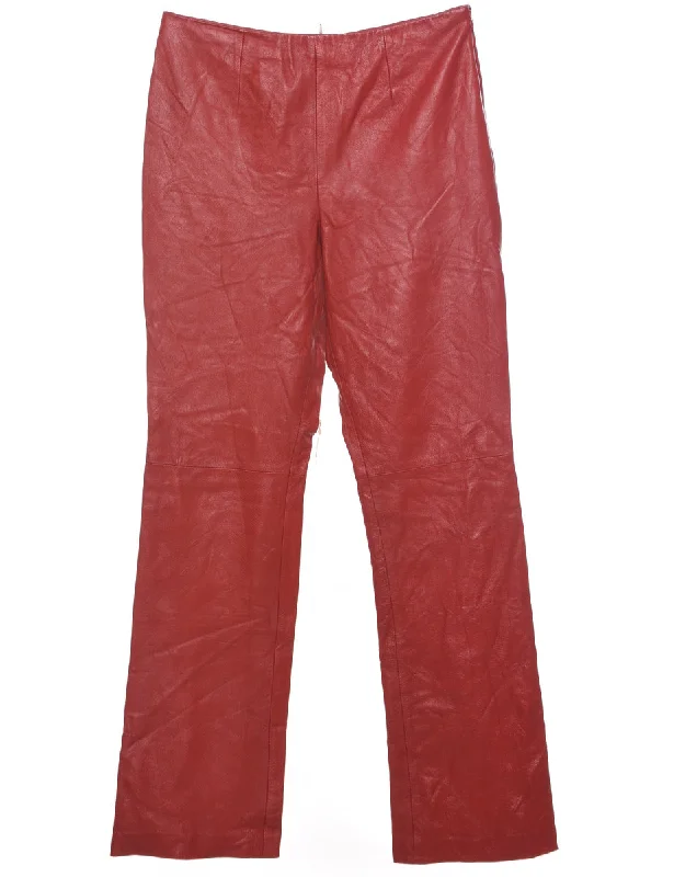 Red Leather Trousers - W29 L32 Trousers sophisticated sleek