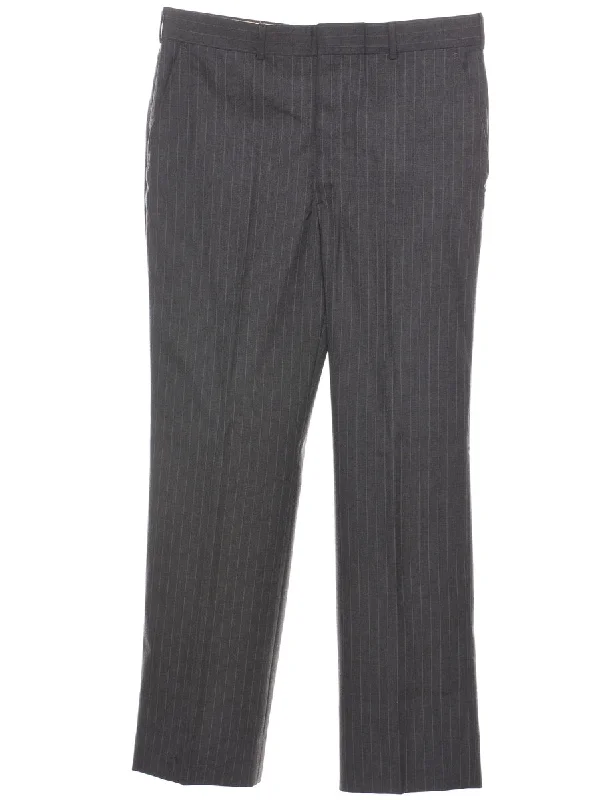 Pinstriped Dark Grey Trousers - W35 L31 Trousers Polka Dot Cute