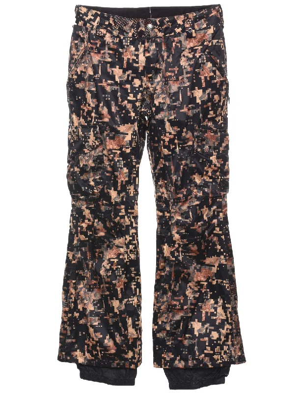 Pixel Print Burton Ski Trousers - W32 L30 Trousers Yoga Stretchy