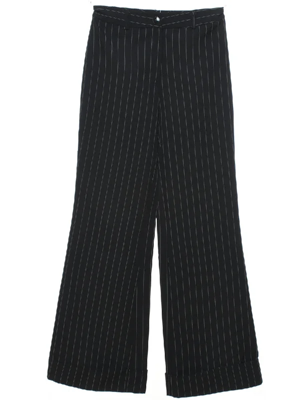 Pinstripes Black Trousers - W25 L31 Trousers Leisure Comfortable